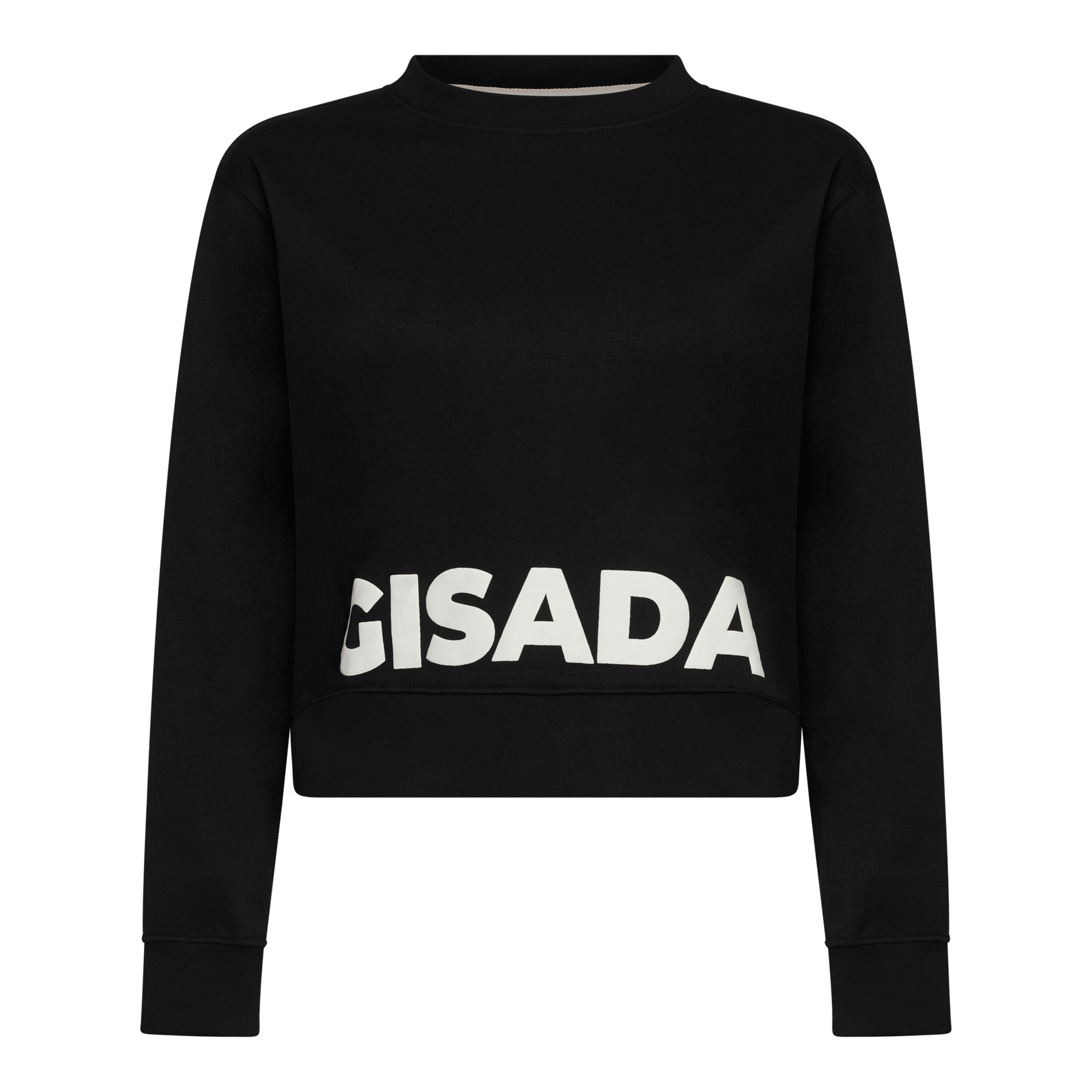 Crop Fit Sweatshirt in Midweight Cotton with Puff Print - Gisada.com