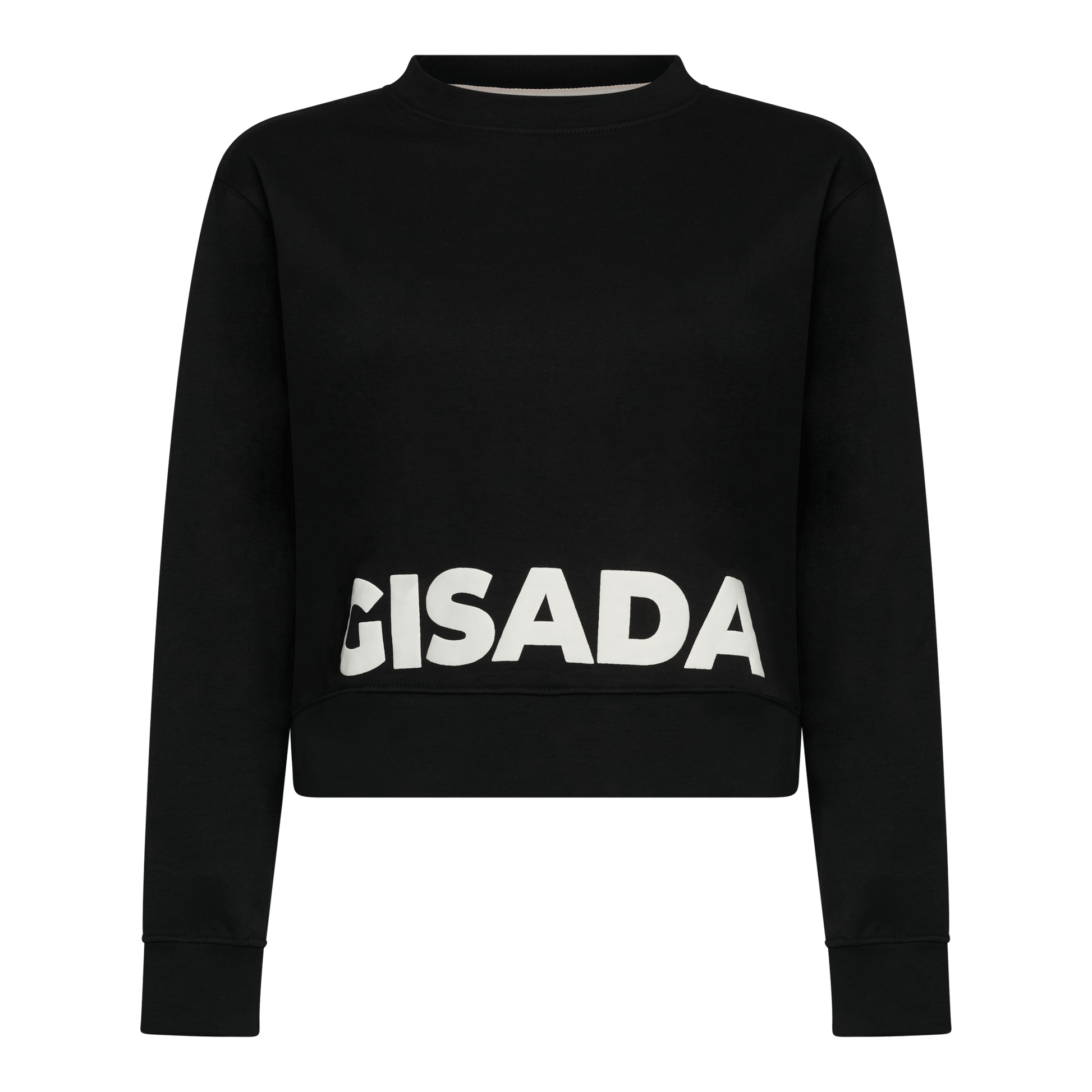 Crop Fit Sweatshirt in Midweight Cotton with Puff Print - Gisada.com