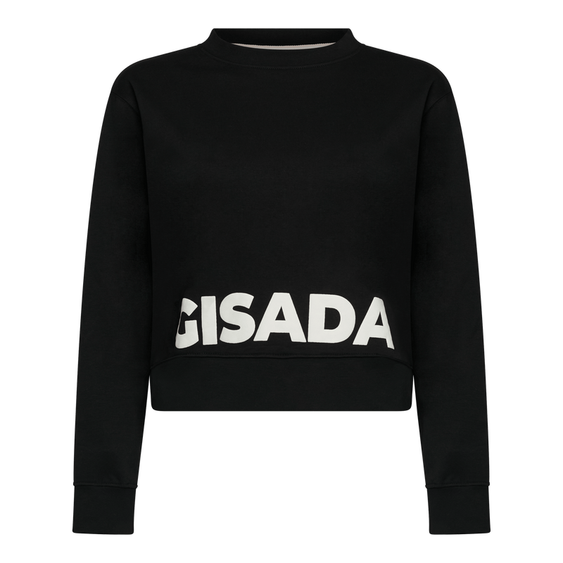 Crop Fit Sweatshirt in Midweight Cotton with Puff Print - Gisada.com