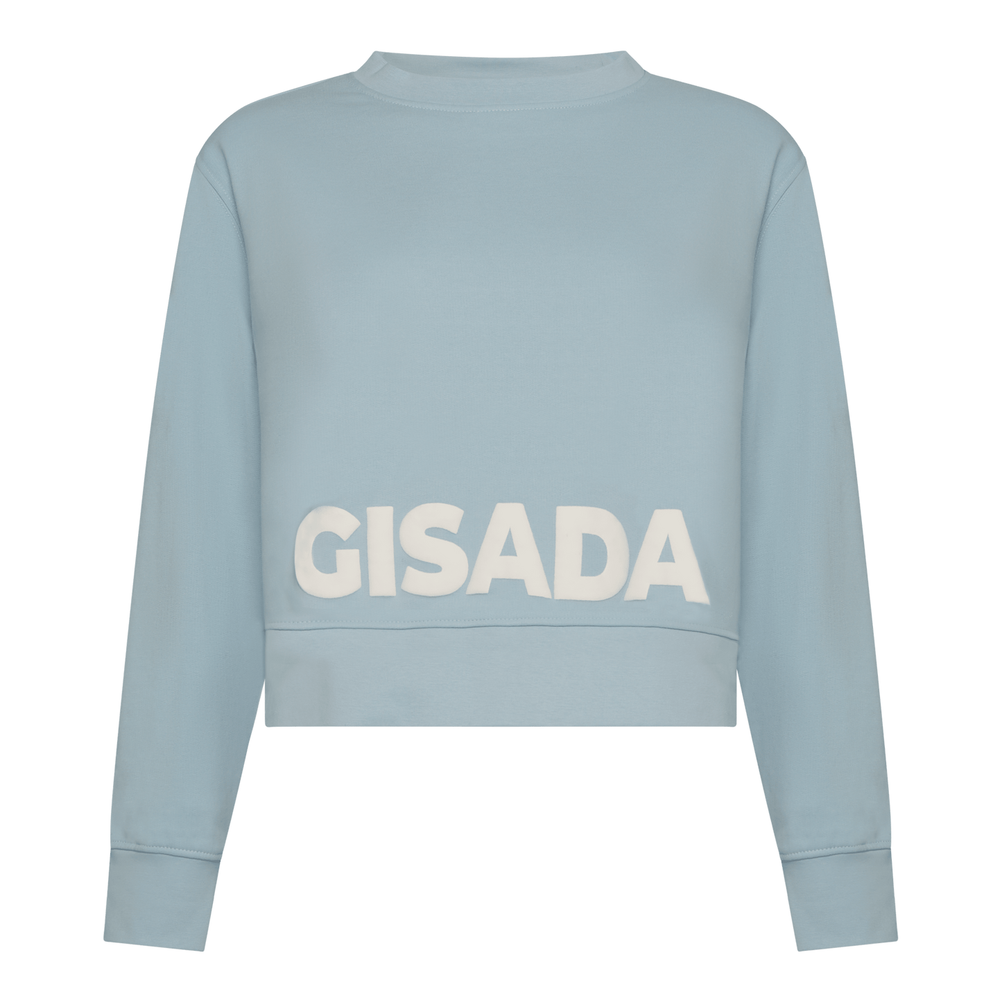 Crop Fit Sweatshirt in Midweight Cotton with Puff Print - Gisada.com