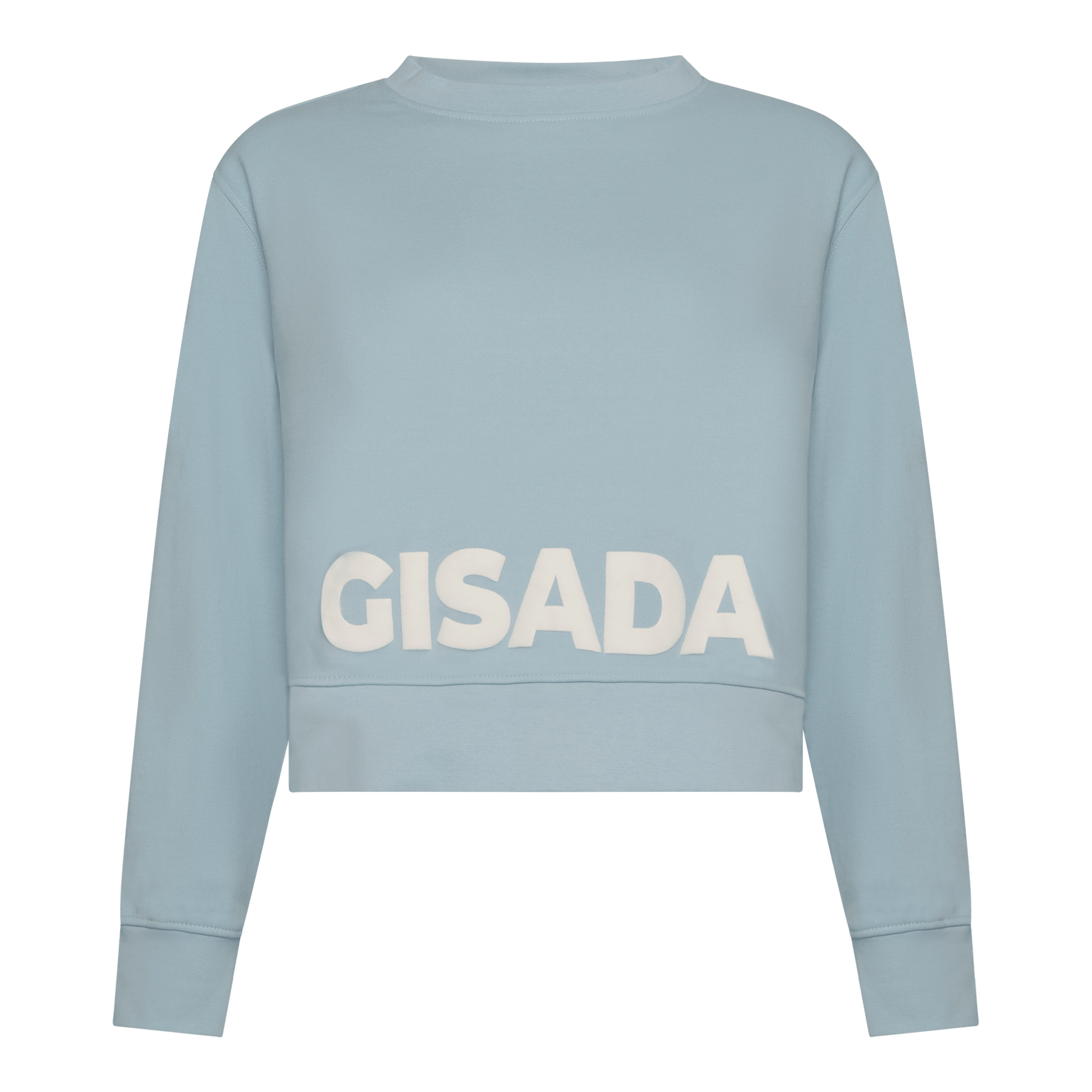 Crop Fit Sweatshirt in Midweight Cotton with Puff Print - Gisada.com