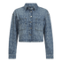 Crop Oversize Denim Shirt with Allover Gisada Laser Print - Gisada.com