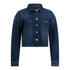 Crop Oversize Denim Shirt with Mini Label Patch - Gisada.com