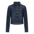 Crop Regular Denim Shirt with Gisada Laser Print on Cuff - Gisada.com