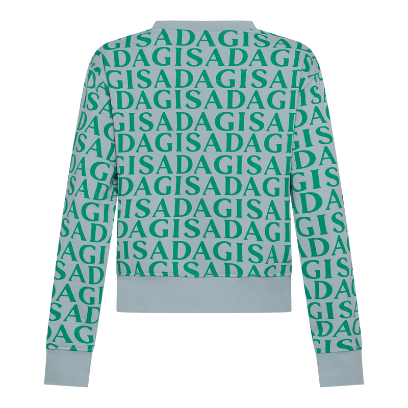 Crop Sweatshirt in Midweight Cotton with Allover Print - Gisada.com