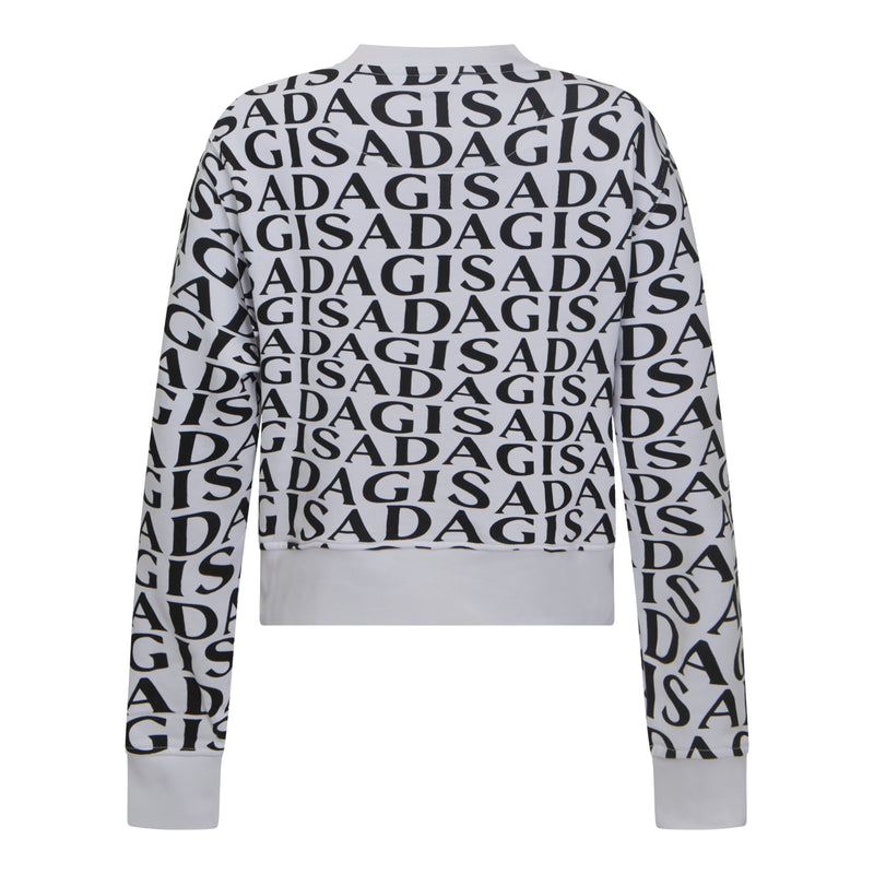 Crop Sweatshirt in Midweight Cotton with Allover Print - Gisada.com