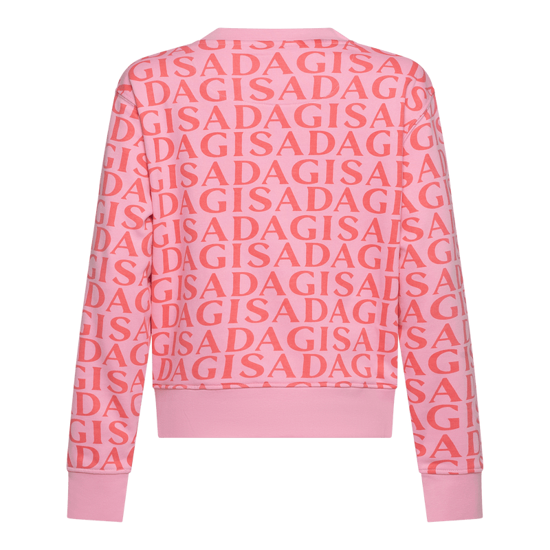 Crop Sweatshirt in Midweight Cotton with Allover Print - Gisada.com