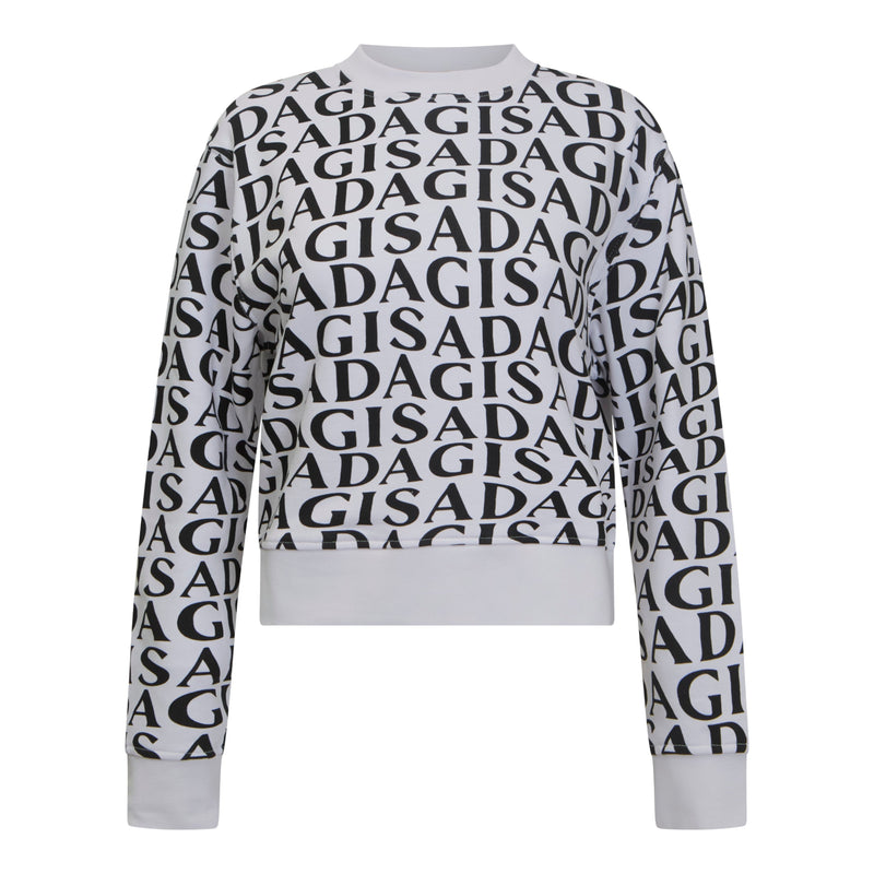 Crop Sweatshirt in Midweight Cotton with Allover Print - Gisada.com