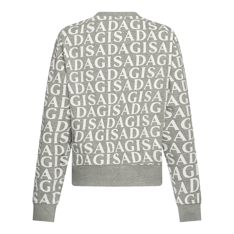 Crop Sweatshirt in Midweight Cotton with Allover Print - Gisada.com
