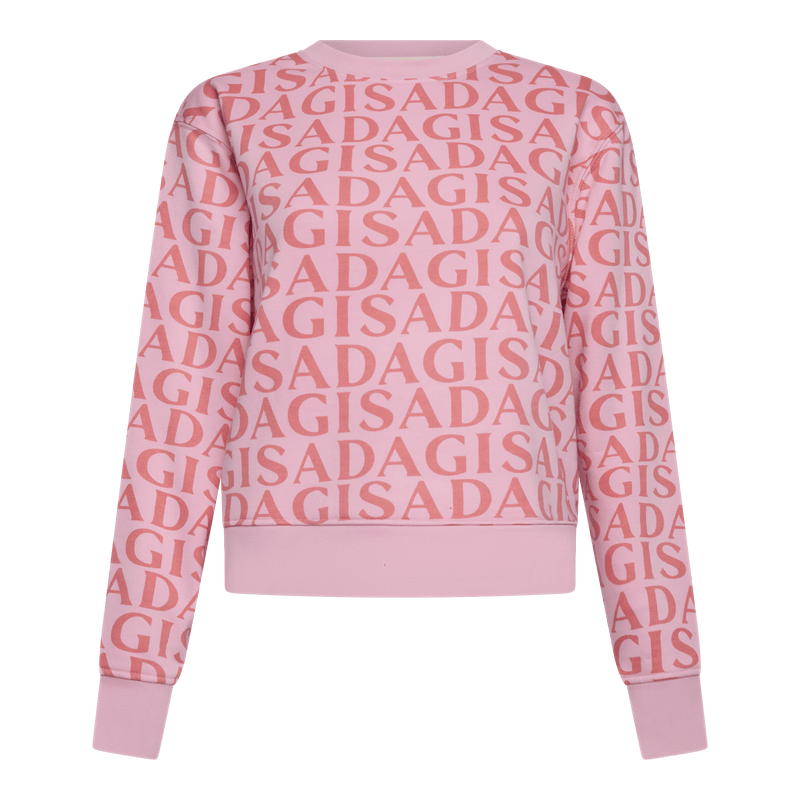 Crop Sweatshirt in Midweight Cotton with Allover Print - Gisada.com