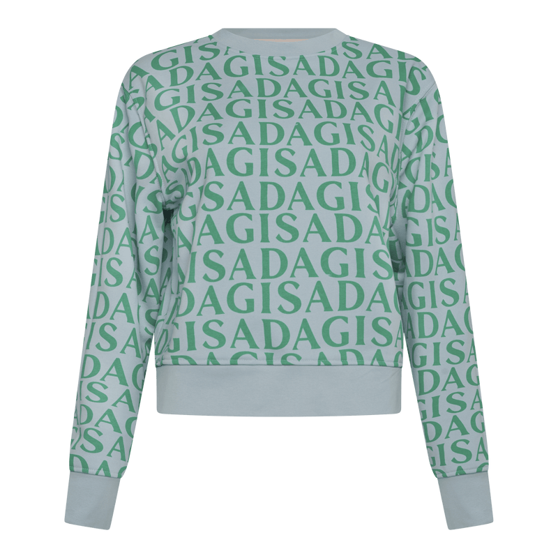 Crop Sweatshirt in Midweight Cotton with Allover Print - Gisada.com