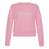 Crop Sweatshirt in Midweight Cotton with Cursive Flock Print - Gisada.com