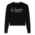 Crop Sweatshirt in Midweight Cotton with Cursive Flock Print - Gisada.com