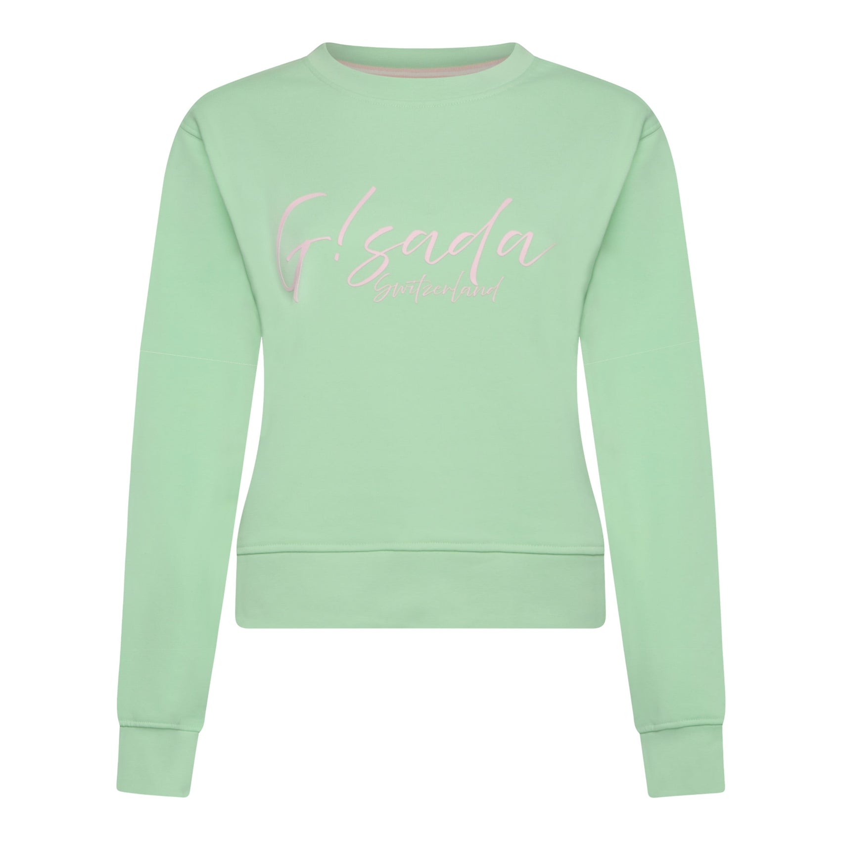Crop Sweatshirt in Midweight Cotton with Cursive Flock Print - Gisada.com