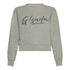 Crop Sweatshirt in Midweight Cotton with Cursive Flock Print - Gisada.com