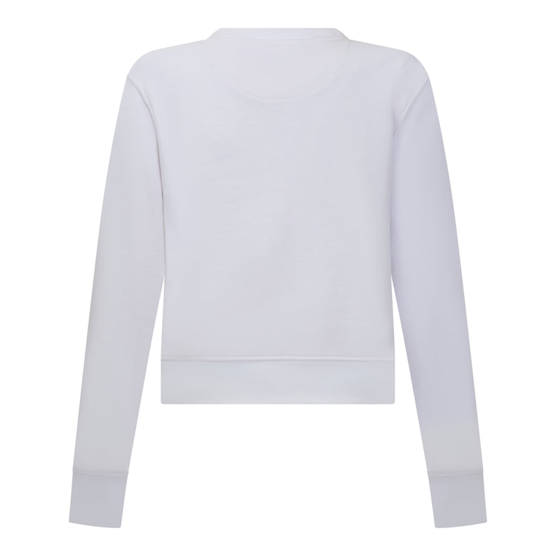 Crop Sweatshirt in Midweight Cotton with Cursive Flock Print - Gisada.com