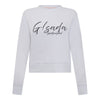 Crop Sweatshirt in Midweight Cotton with Cursive Flock Print - Gisada.com