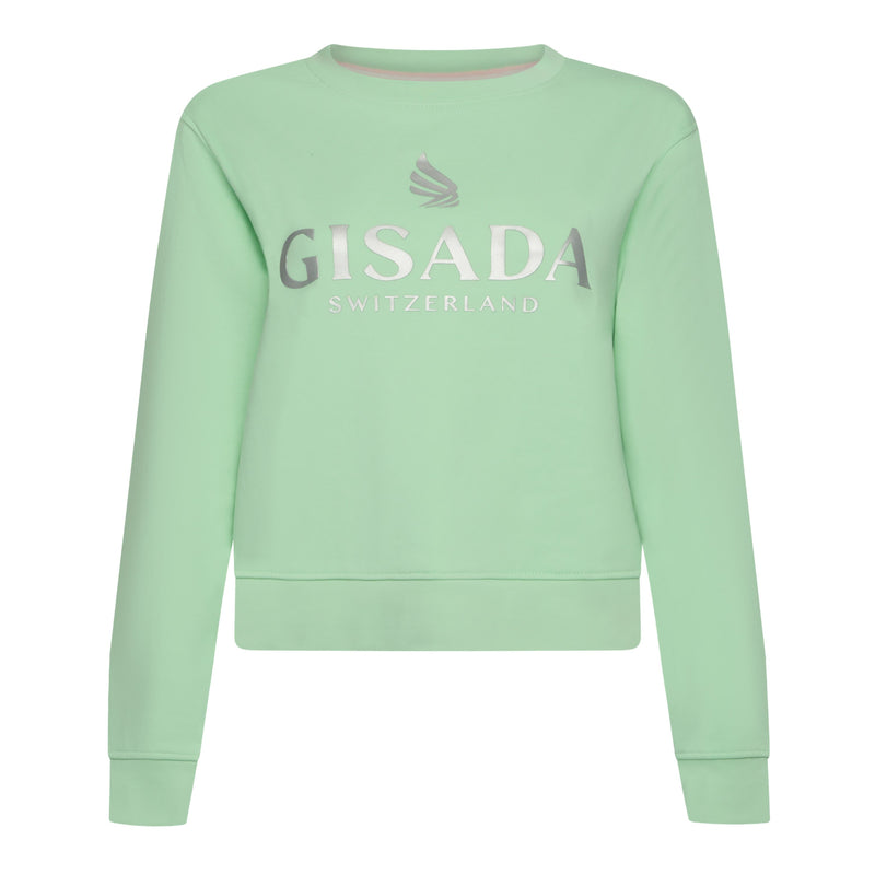 Crop Sweatshirt in Midweight Cotton with Glitter Print - Gisada.com