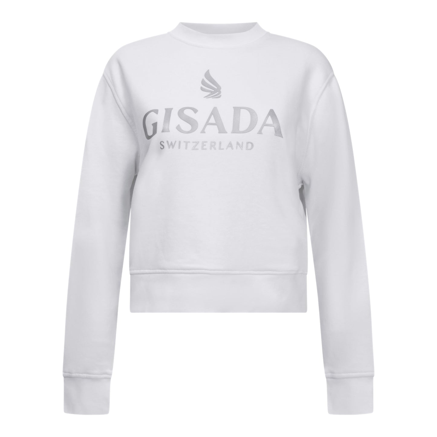 Crop Sweatshirt in Midweight Cotton with Glitter Print - Gisada.com