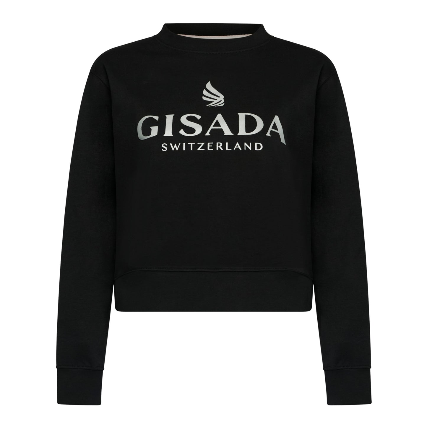 Crop Sweatshirt in Midweight Cotton with Glitter Print - Gisada.com