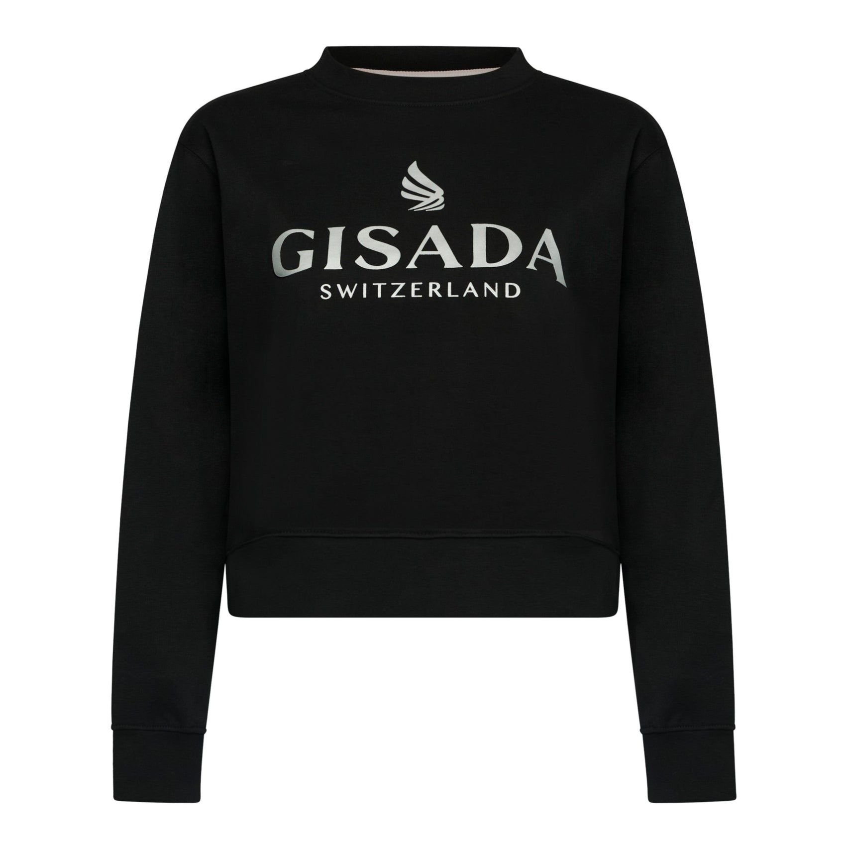 Crop Sweatshirt in Midweight Cotton with Glitter Print - Gisada.com