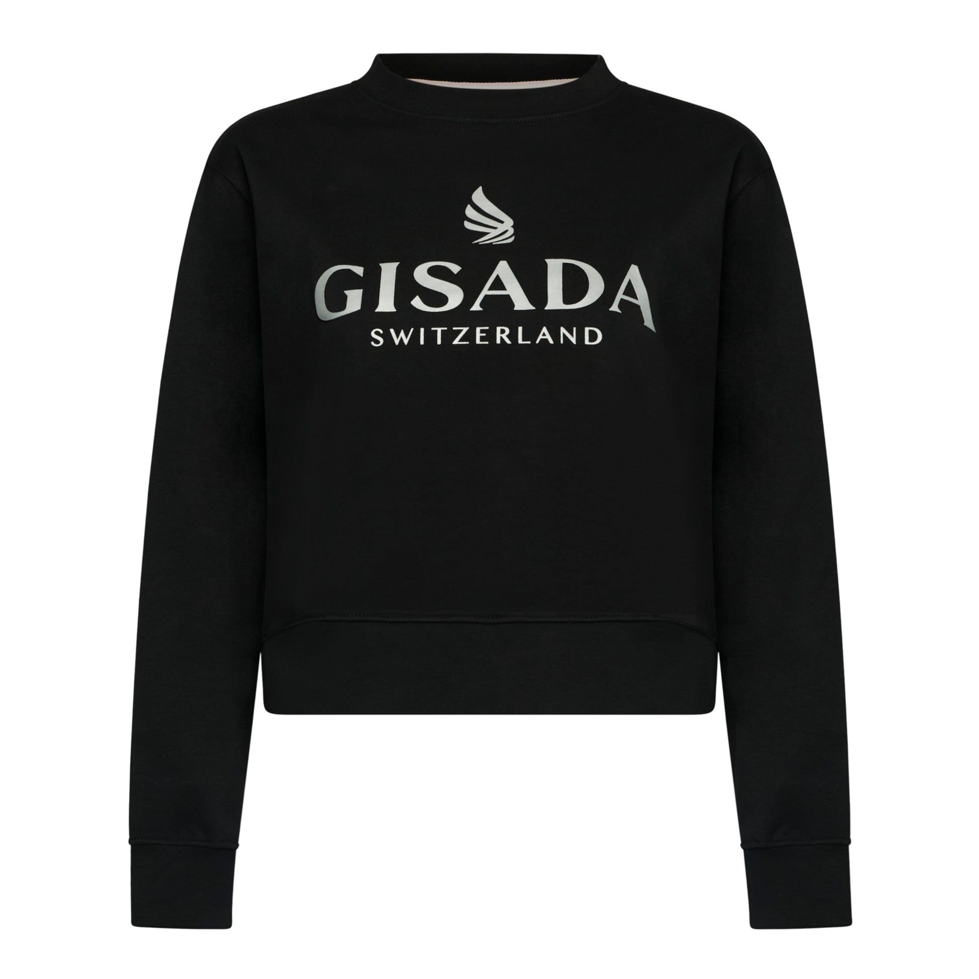Crop Sweatshirt in Midweight Cotton with Glitter Print - Gisada.com