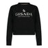 Crop Sweatshirt in Midweight Cotton with Glitter Print - Gisada.com