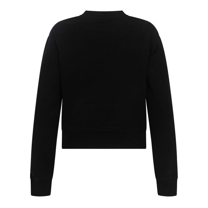 Crop Sweatshirt in Midweight Cotton with Small Silicon Logo - Gisada.com