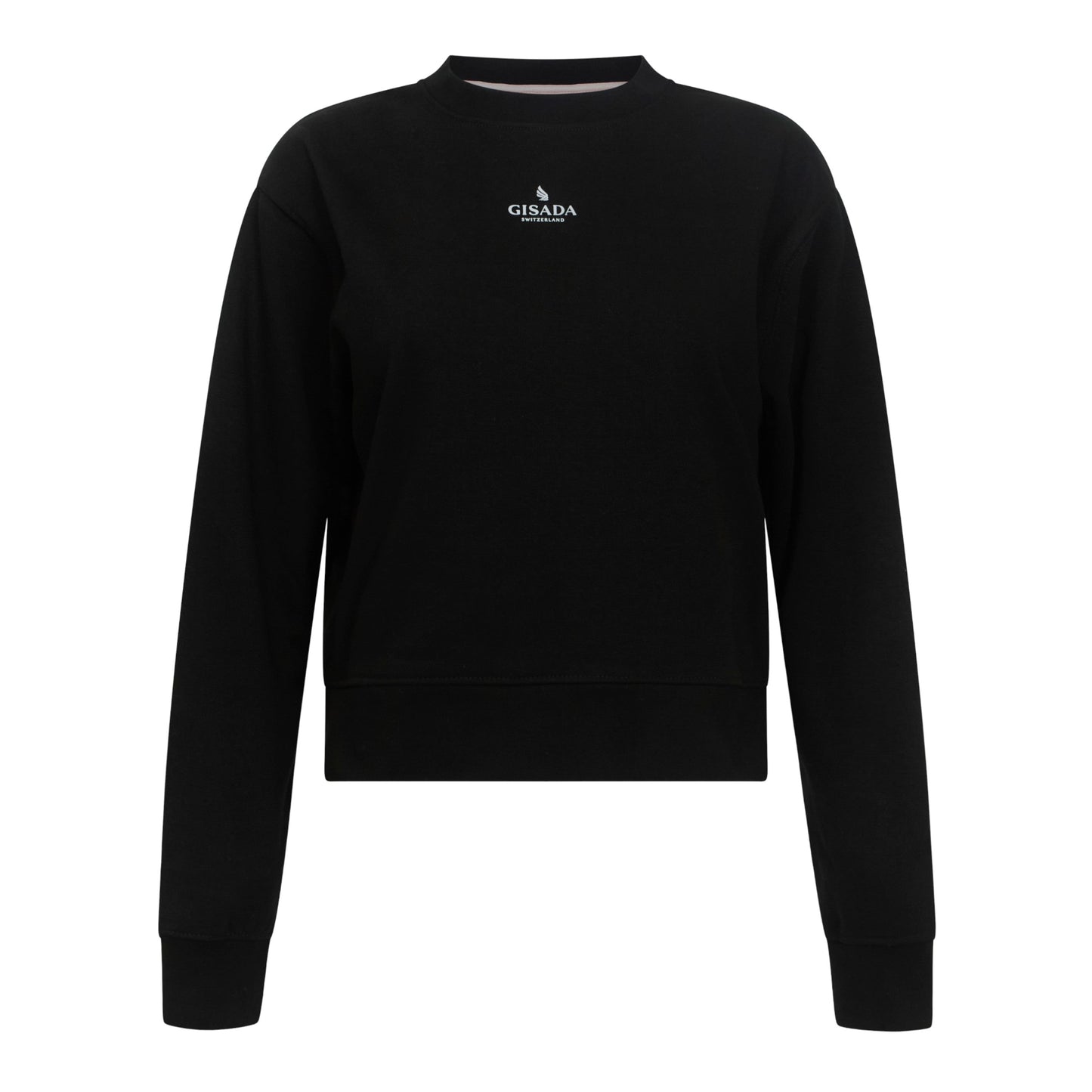 Crop Sweatshirt in Midweight Cotton with Small Silicon Logo - Gisada.com