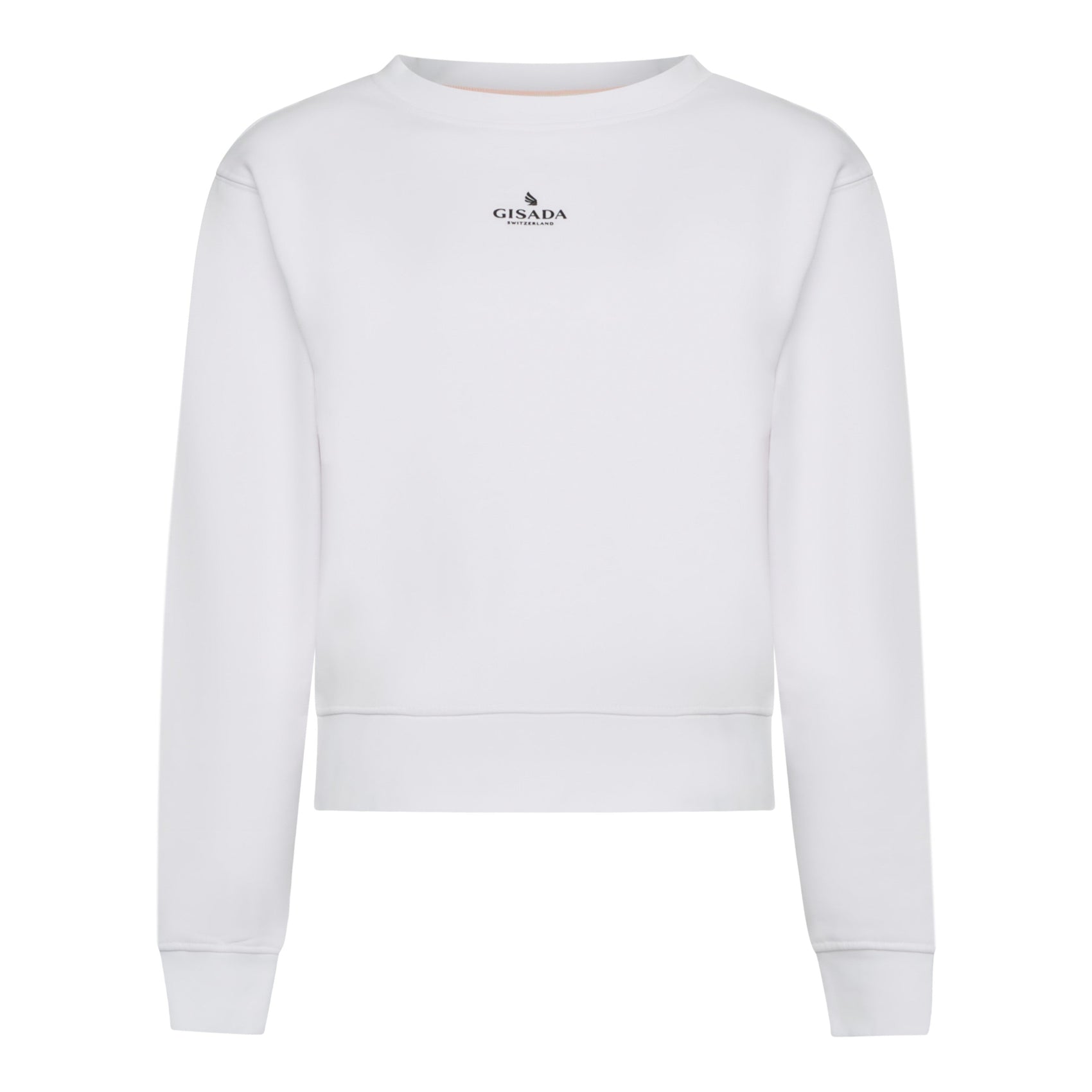 Crop Sweatshirt in Midweight Cotton with Small Silicon Logo - Gisada.com