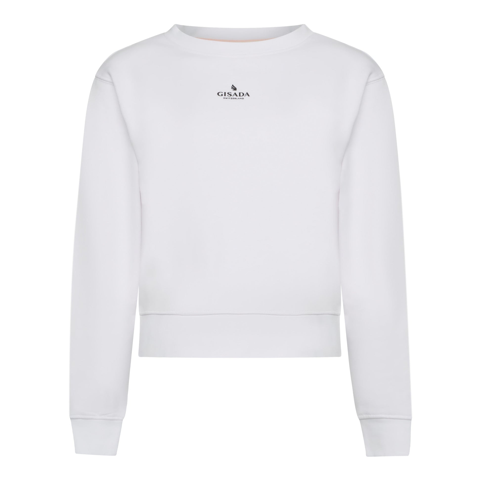 Crop Sweatshirt in Midweight Cotton with Small Silicon Logo - Gisada.com