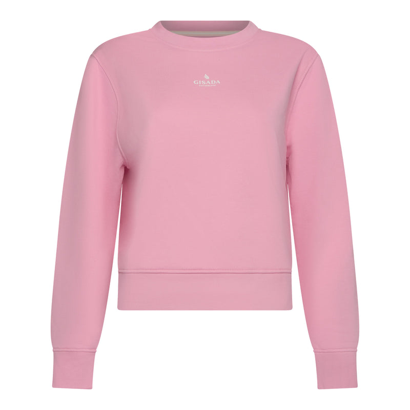 Crop Sweatshirt in Midweight Cotton with Small Silicon Logo - Gisada.com