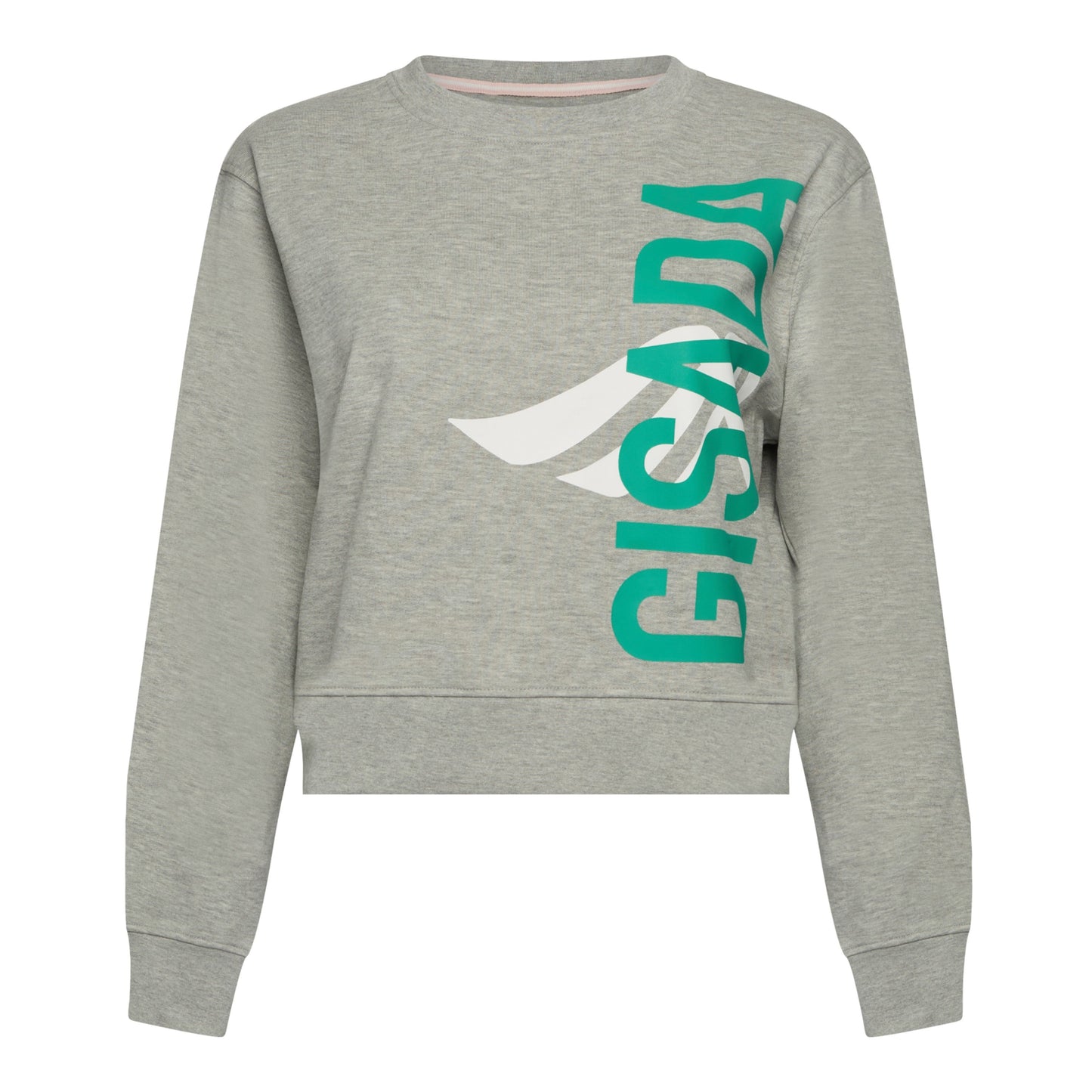 Crop Sweatshirt in Midweight Cotton with Vertical Silicon Print - Gisada.com