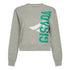 Crop Sweatshirt in Midweight Cotton with Vertical Silicon Print - Gisada.com