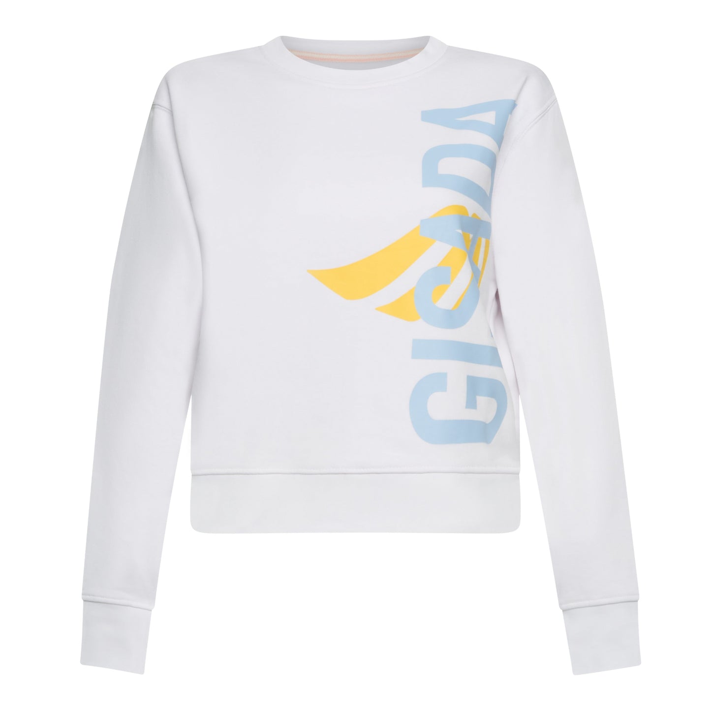 Crop Sweatshirt in Midweight Cotton with Vertical Silicon Print - Gisada.com