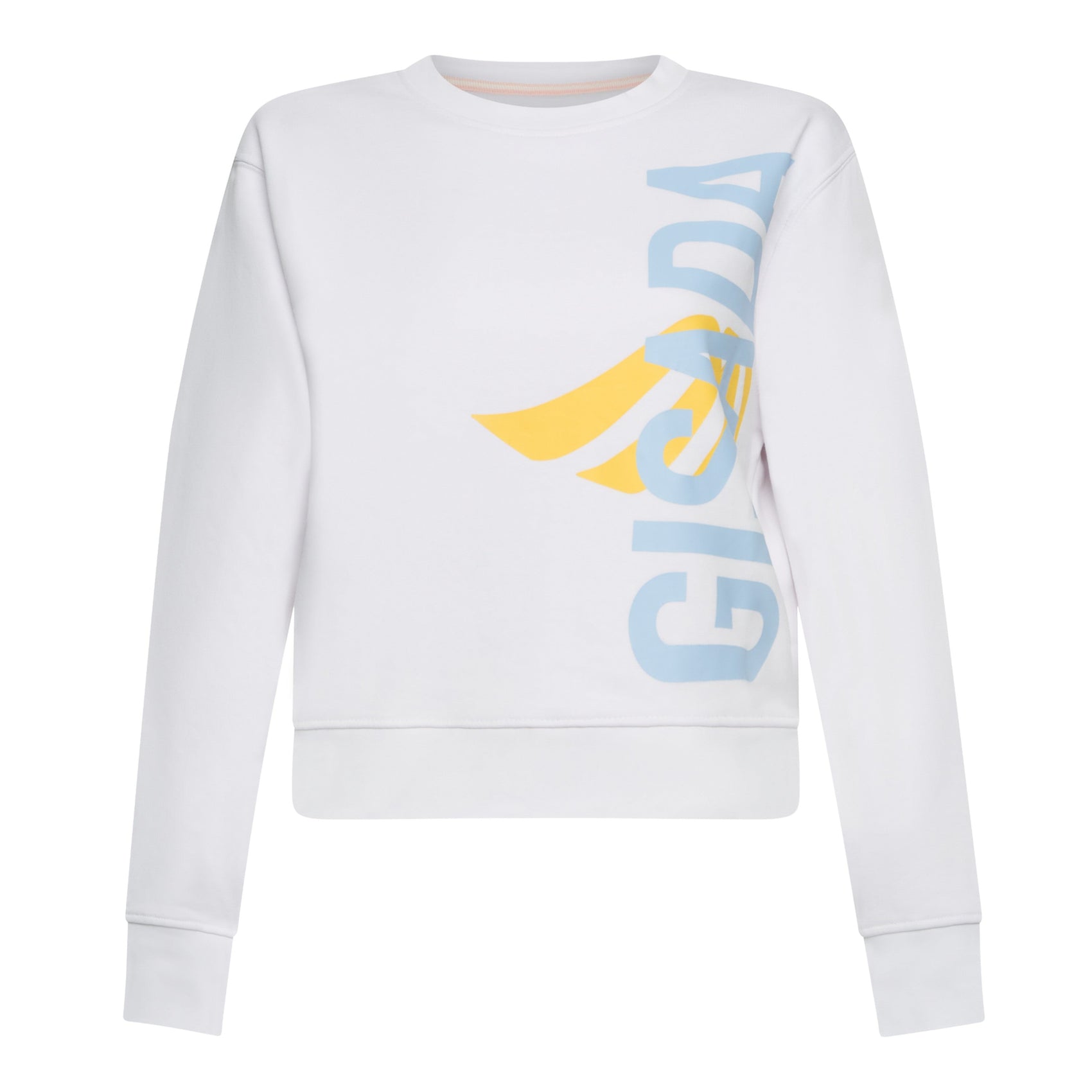 Crop Sweatshirt in Midweight Cotton with Vertical Silicon Print - Gisada.com