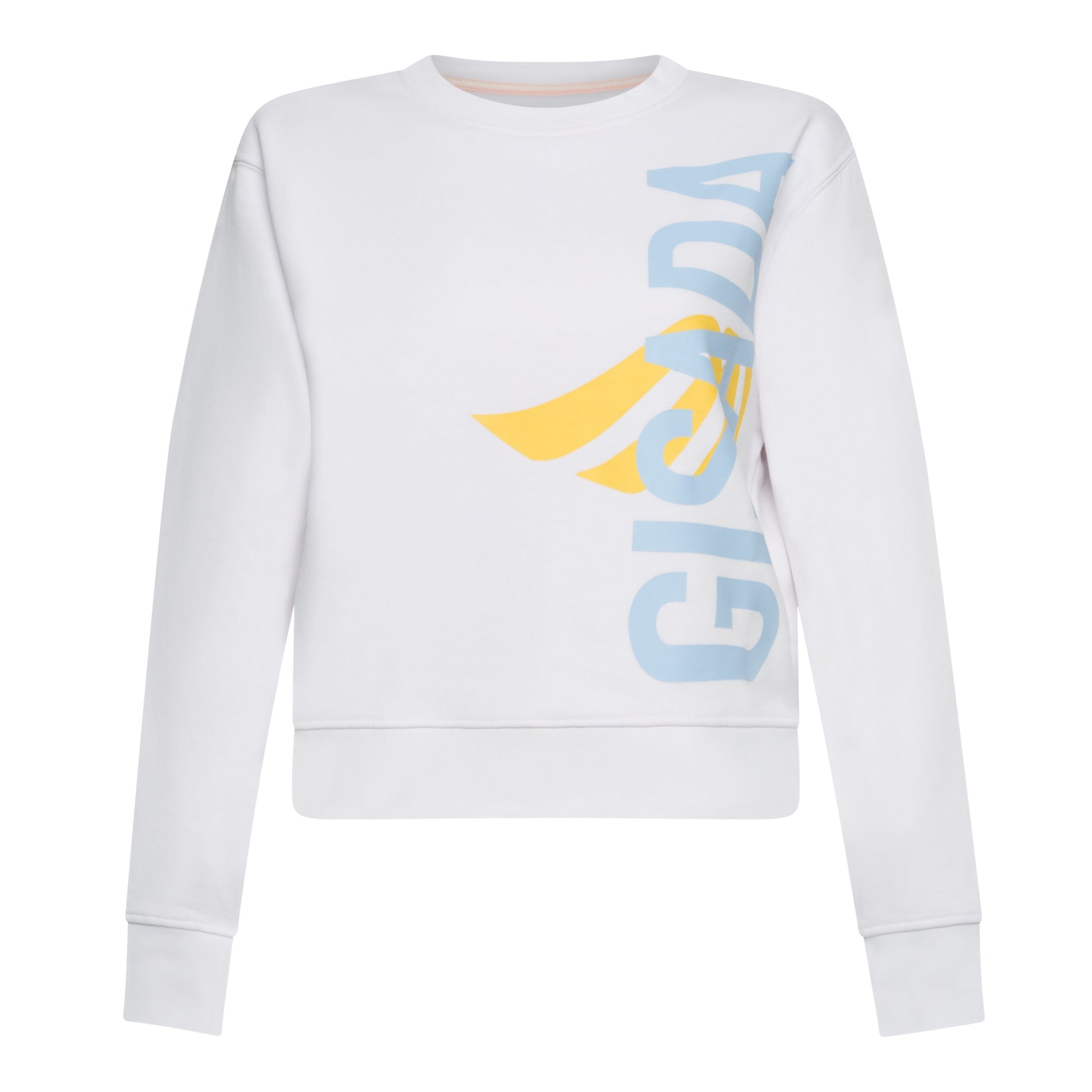 Crop Sweatshirt in Midweight Cotton with Vertical Silicon Print - Gisada.com