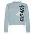Crop Sweatshirt in Midweight Cotton with Vertical Silicon Print - Gisada.com