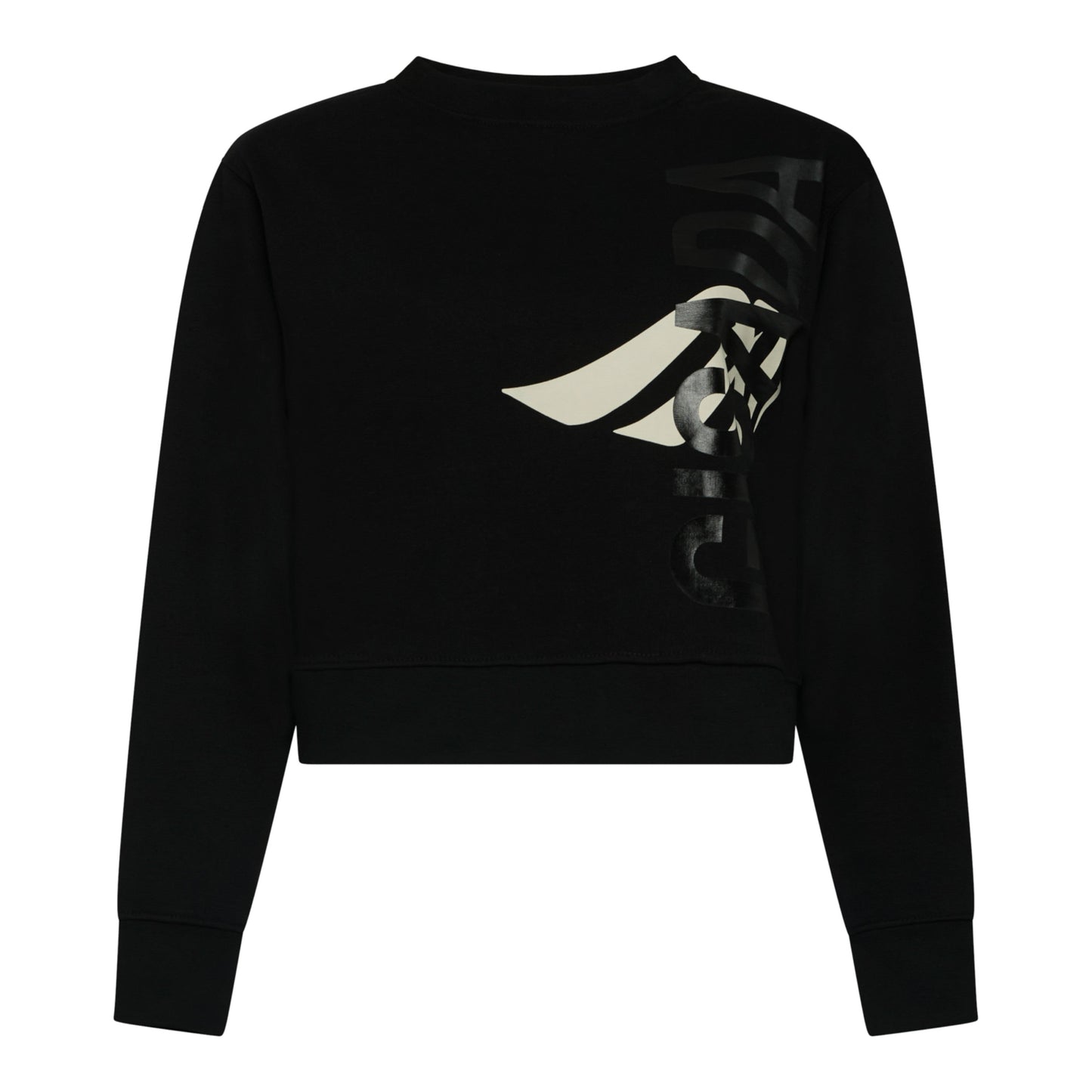 Crop Sweatshirt in Midweight Cotton with Vertical Silicon Print - Gisada.com