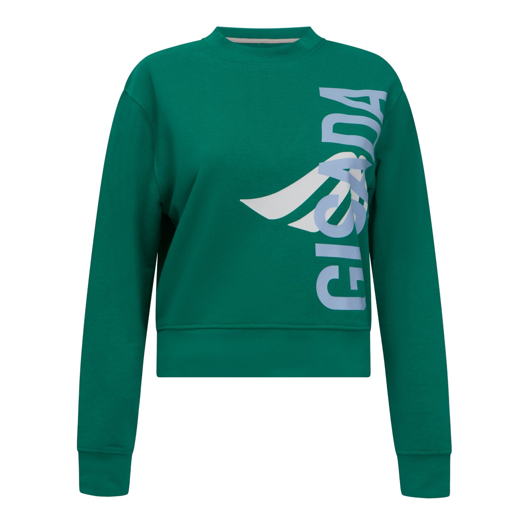 Crop Sweatshirt in Midweight Cotton with Vertical Silicon Print - Gisada.com