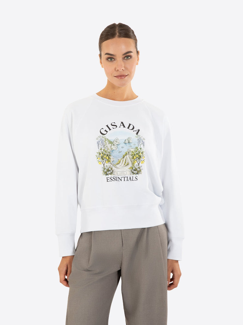 Fine Cotton Jersey Sweatshirt With Print - Gisada.com
