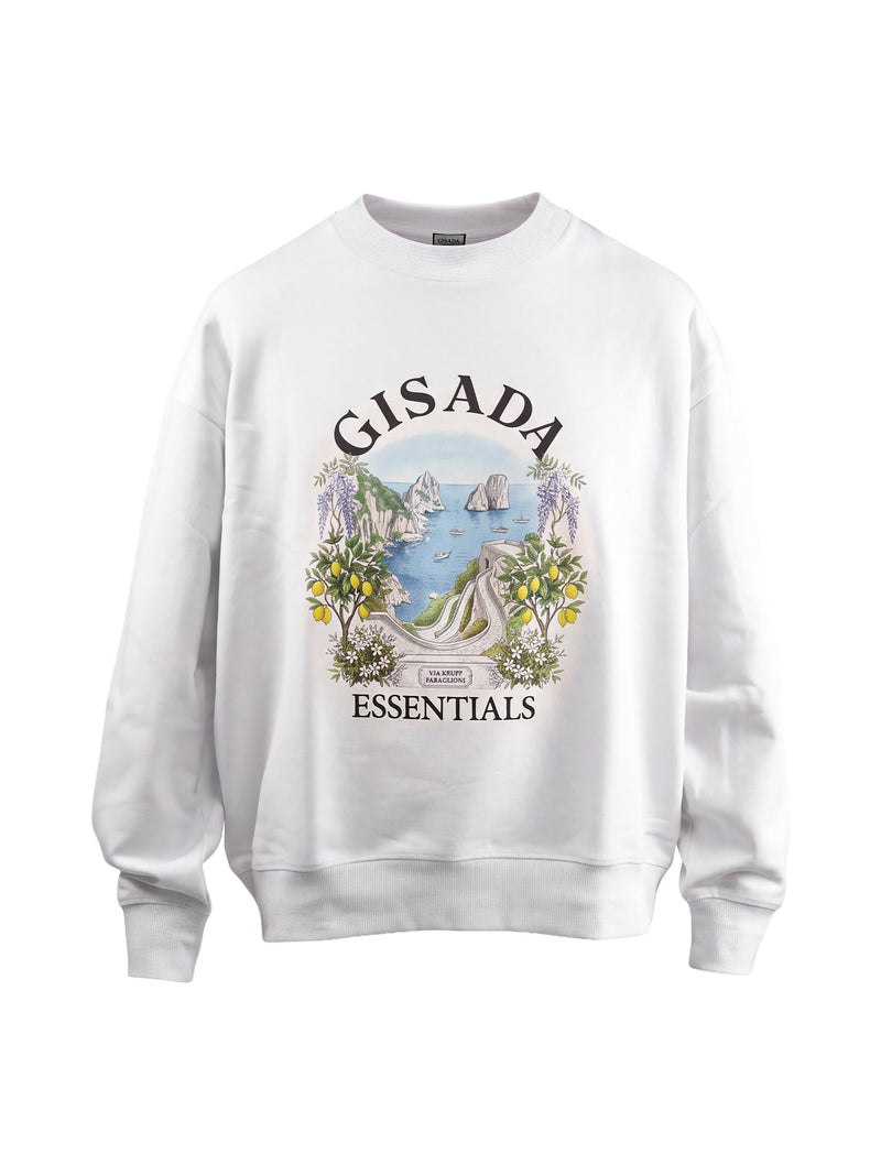 Fine Cotton Jersey Sweatshirt With Print - Gisada.com
