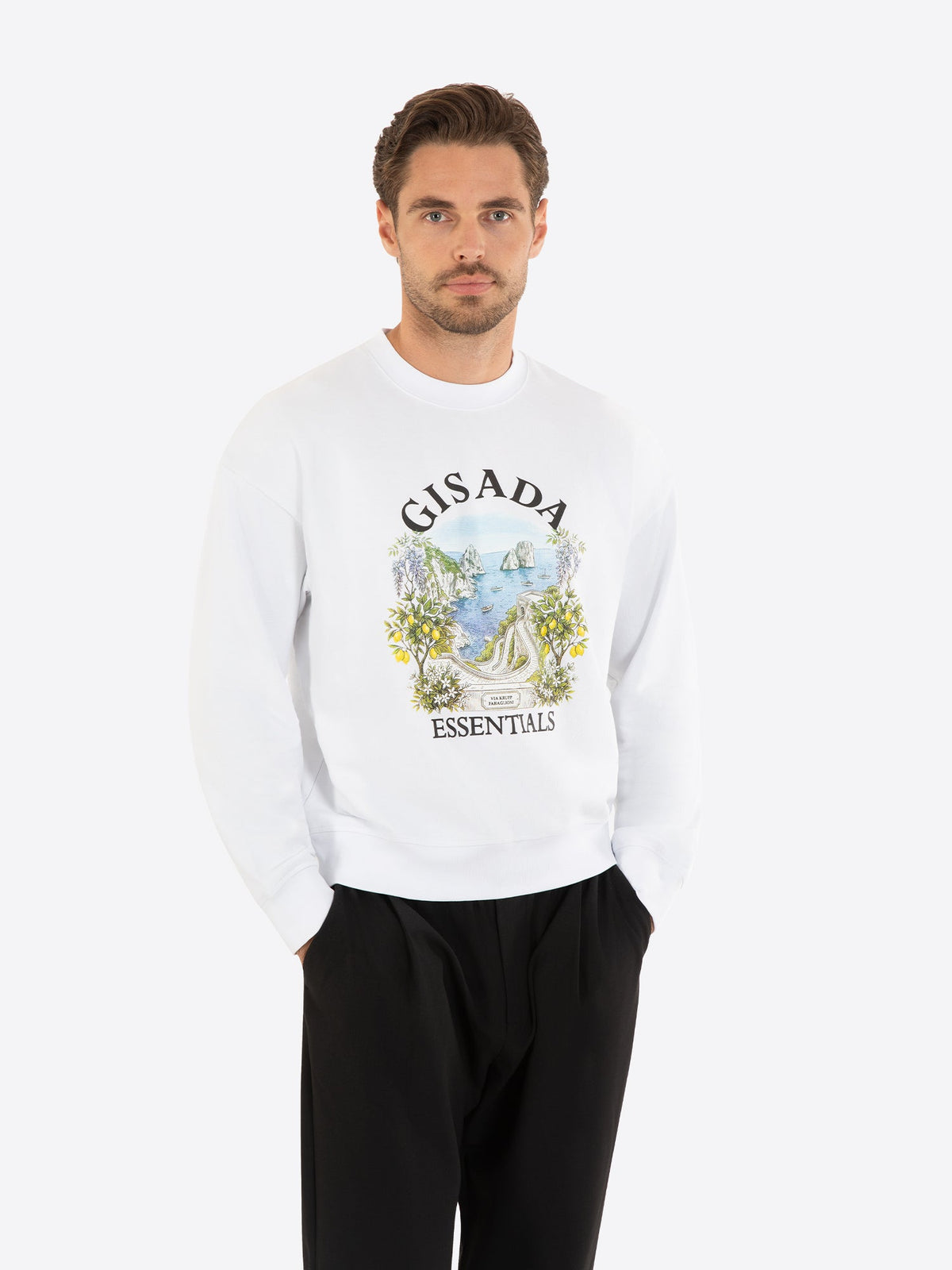 Fine Cotton Jersey Sweatshirt With Print - Gisada.com