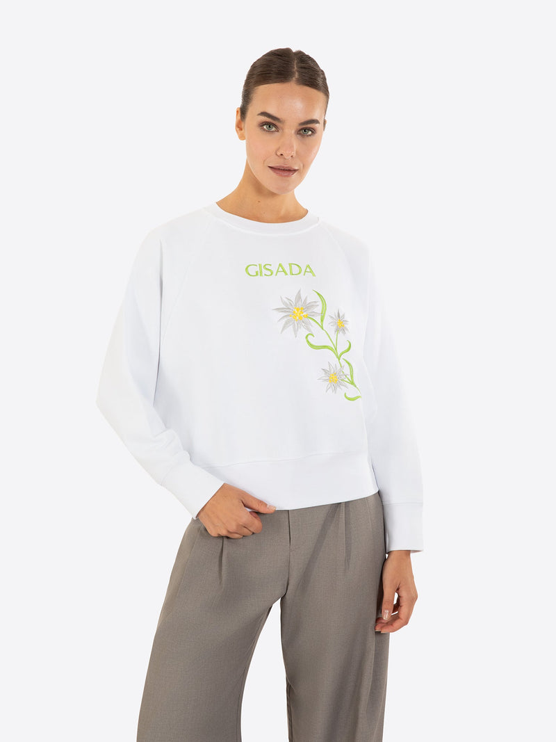 Fine Cotton Jersey Sweatshirt With Print - Gisada.com