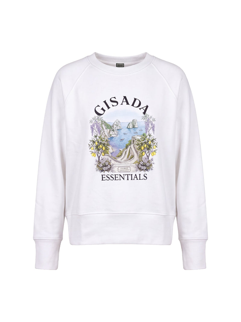 Fine Cotton Jersey Sweatshirt With Print - Gisada.com