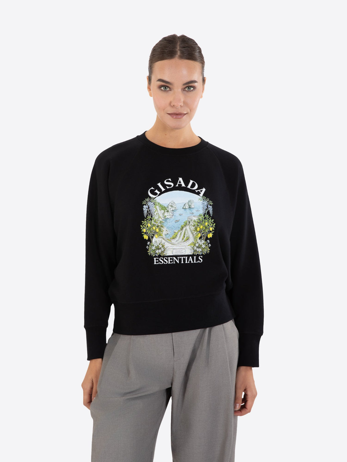 Fine Cotton Jersey Sweatshirt With Print - Gisada.com