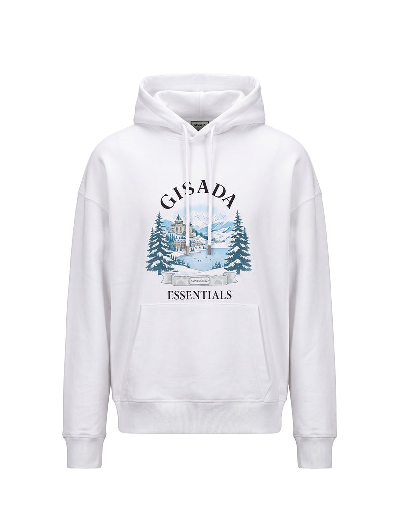 Fine Cotton Jersey Unisex Hoodie With Print - Gisada.com