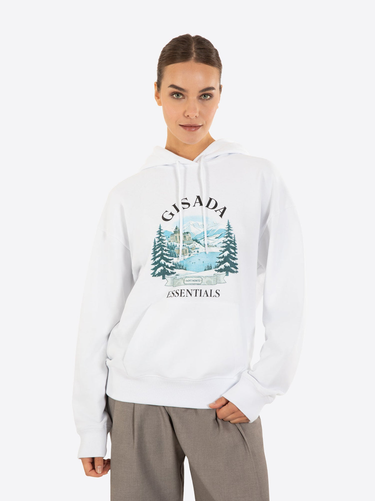 Fine Cotton Jersey Unisex Hoodie With Print - Gisada.com