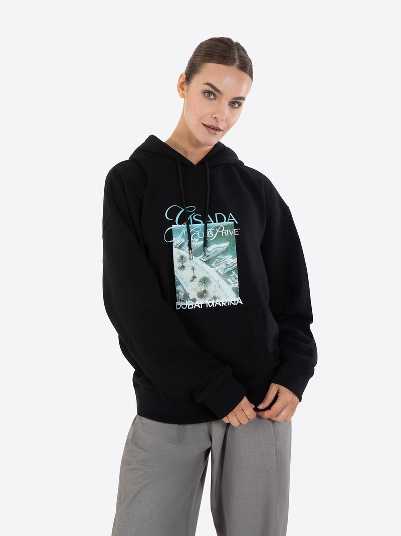 Fine Cotton Jersey Unisex Hoodie With Print - Gisada.com