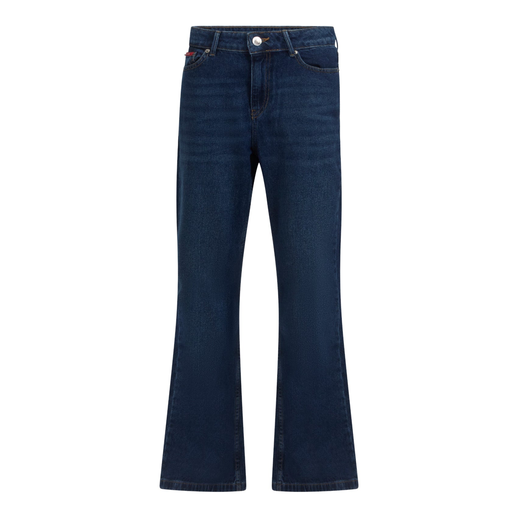 Flared Denim Jeans with Bottom Label - Gisada.com
